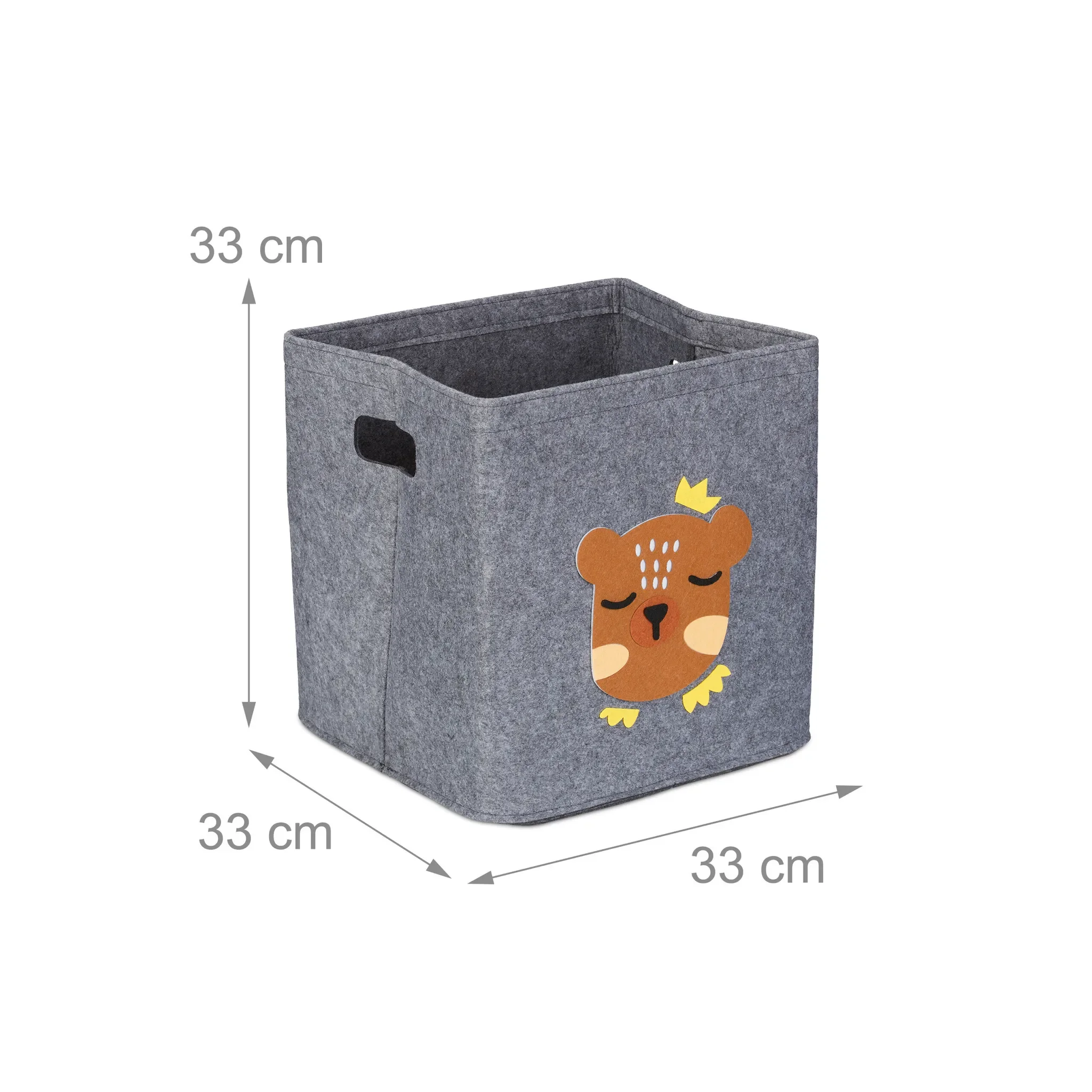 Aufbewahrungsbox für Kinder – Filzkorb im Tierdesign, grau, ca. 33 × 33 × 33 cm